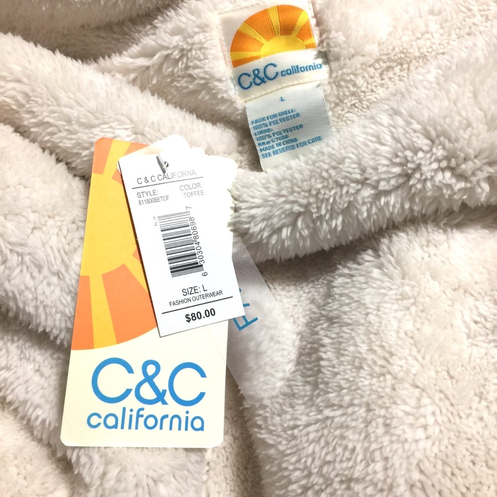 C&C California Teddy Bear  Jacket NWT Sz L - Picture 7 of 8